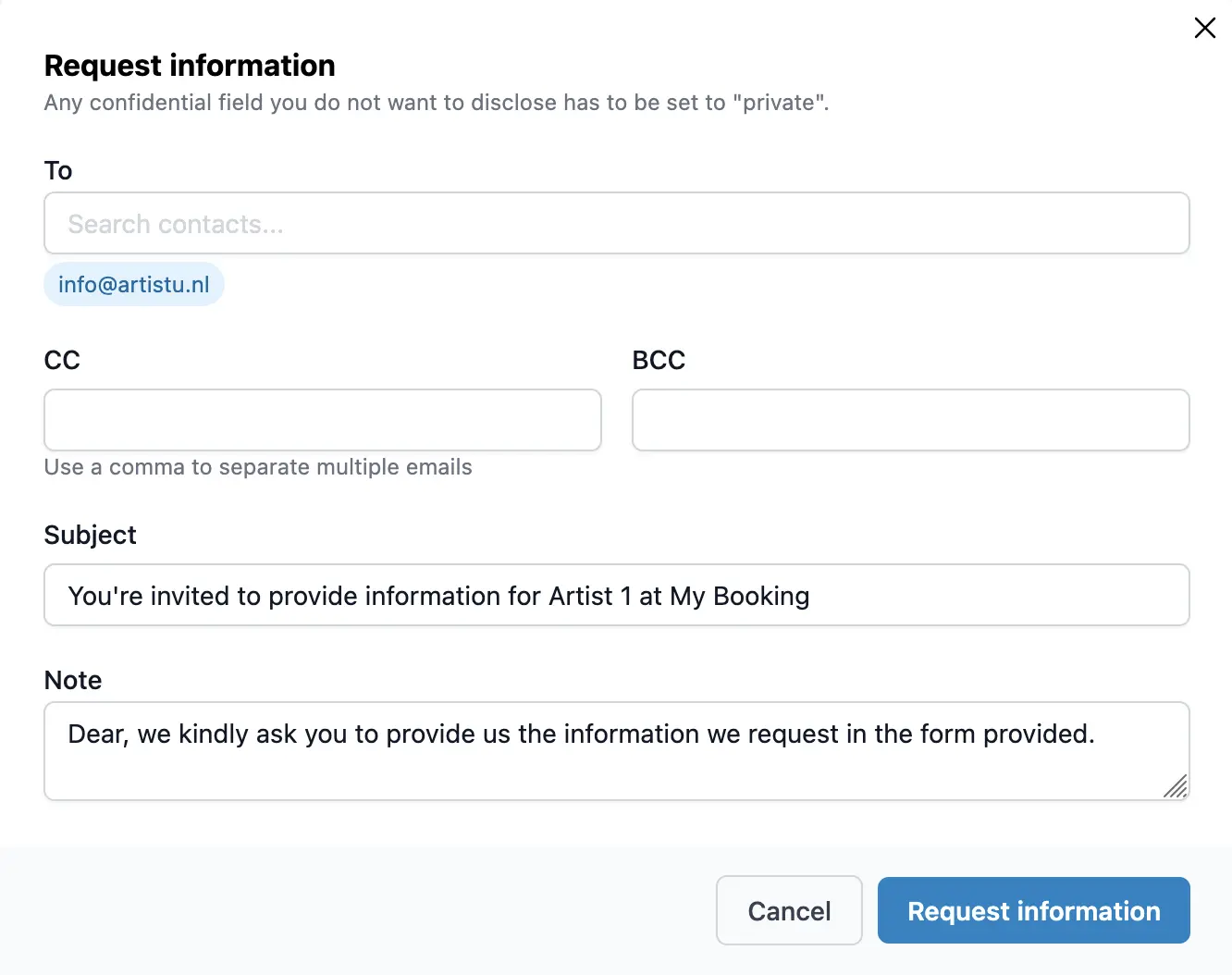 Demande d'informations