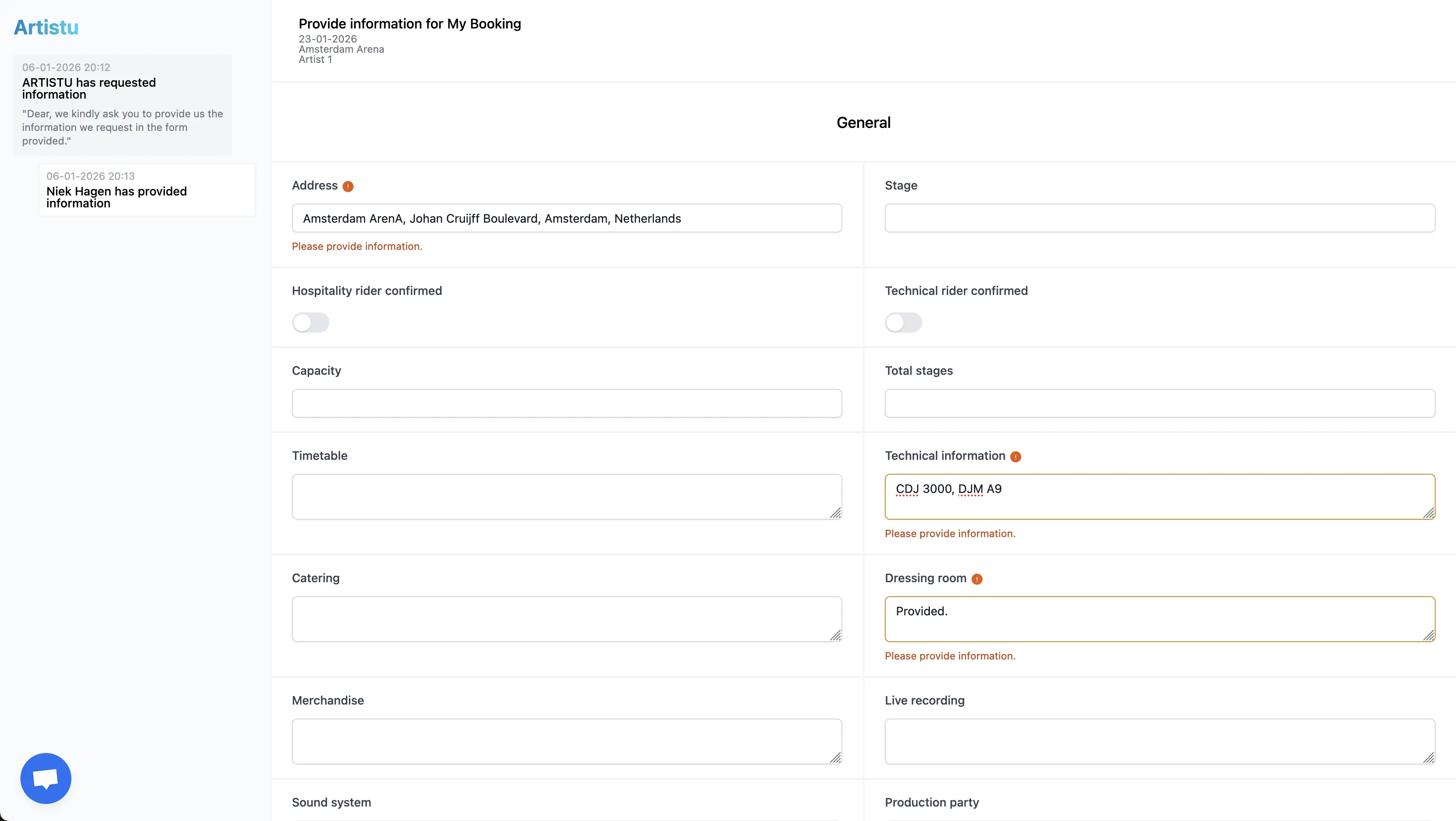 Formulaire destiné au client